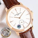 Vacheron Constantin Traditionnelle 4400as Movement Men 316L Steel Waterproof 30m White Face Rose Gold Case Watch